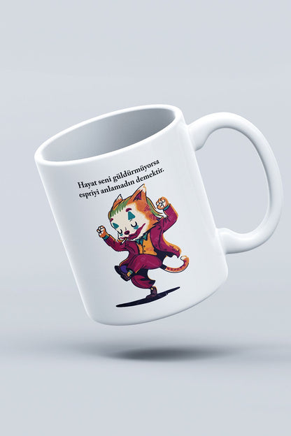 "joker Kedi" Baskılı Kupa Bardak - Sevgililer Günü Hediye