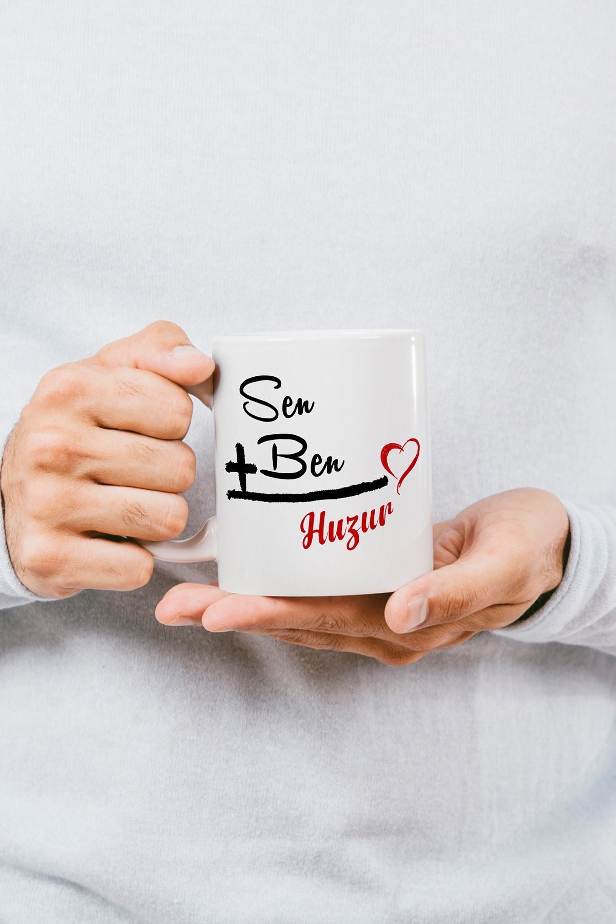"sen Ben = Huzur" Baskılı Kupa Bardak - Sevgililer Günü Hediye