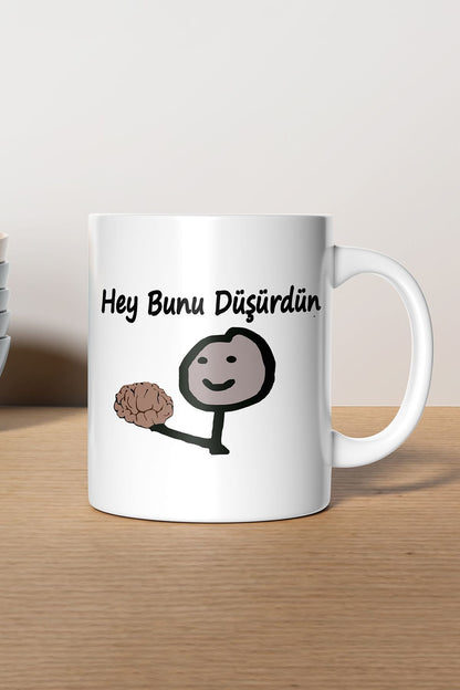 "Hey Bunu Düşürdün" Çizgi Karakter Baskılı Hediyelik Kupa Bardak