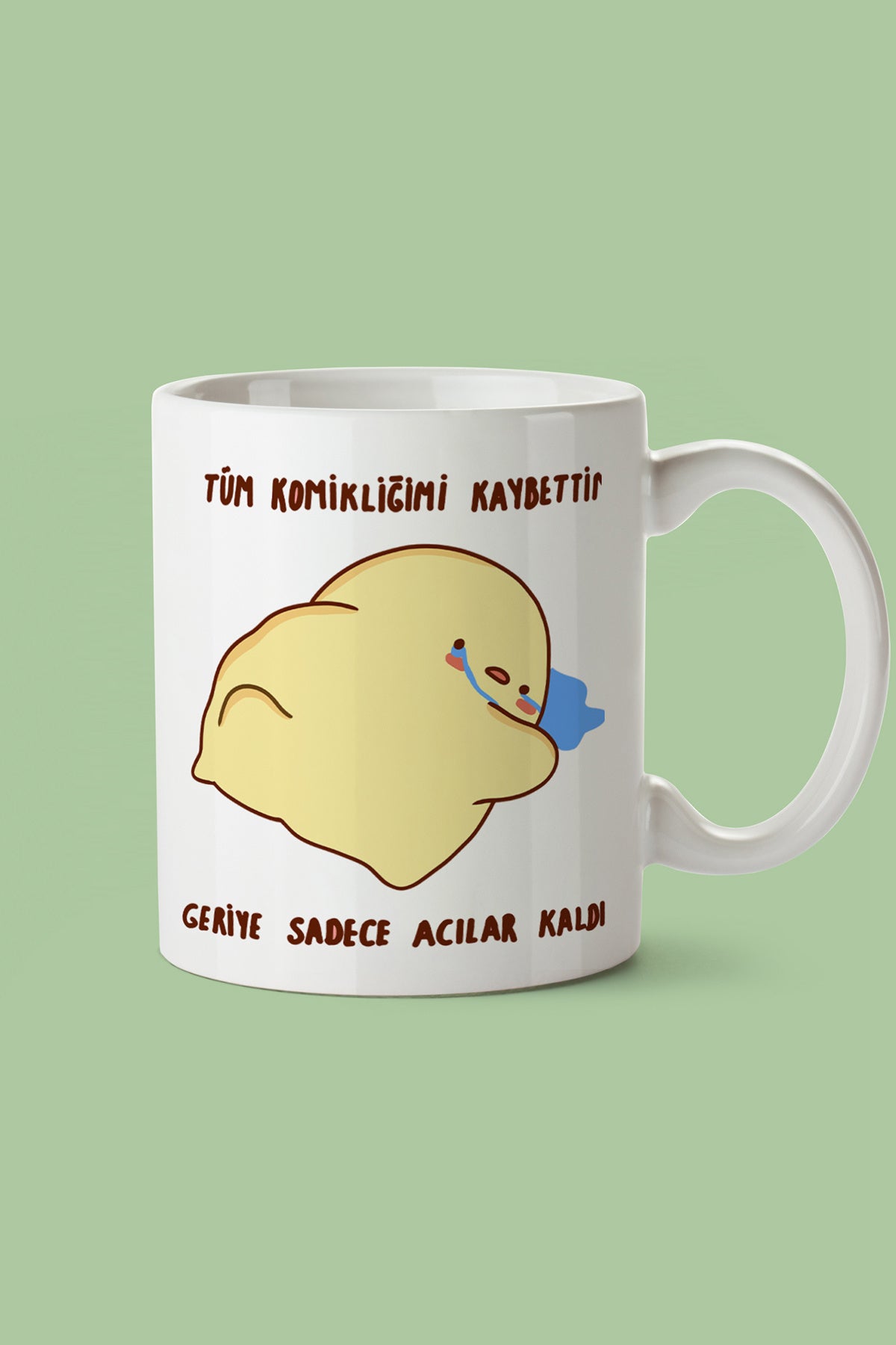 "Tüm Komikliğimi Kaybettim Geriye Acılar Kaldı" Çizgi Karakter Baskılı Hediyelik Kupa Bardak