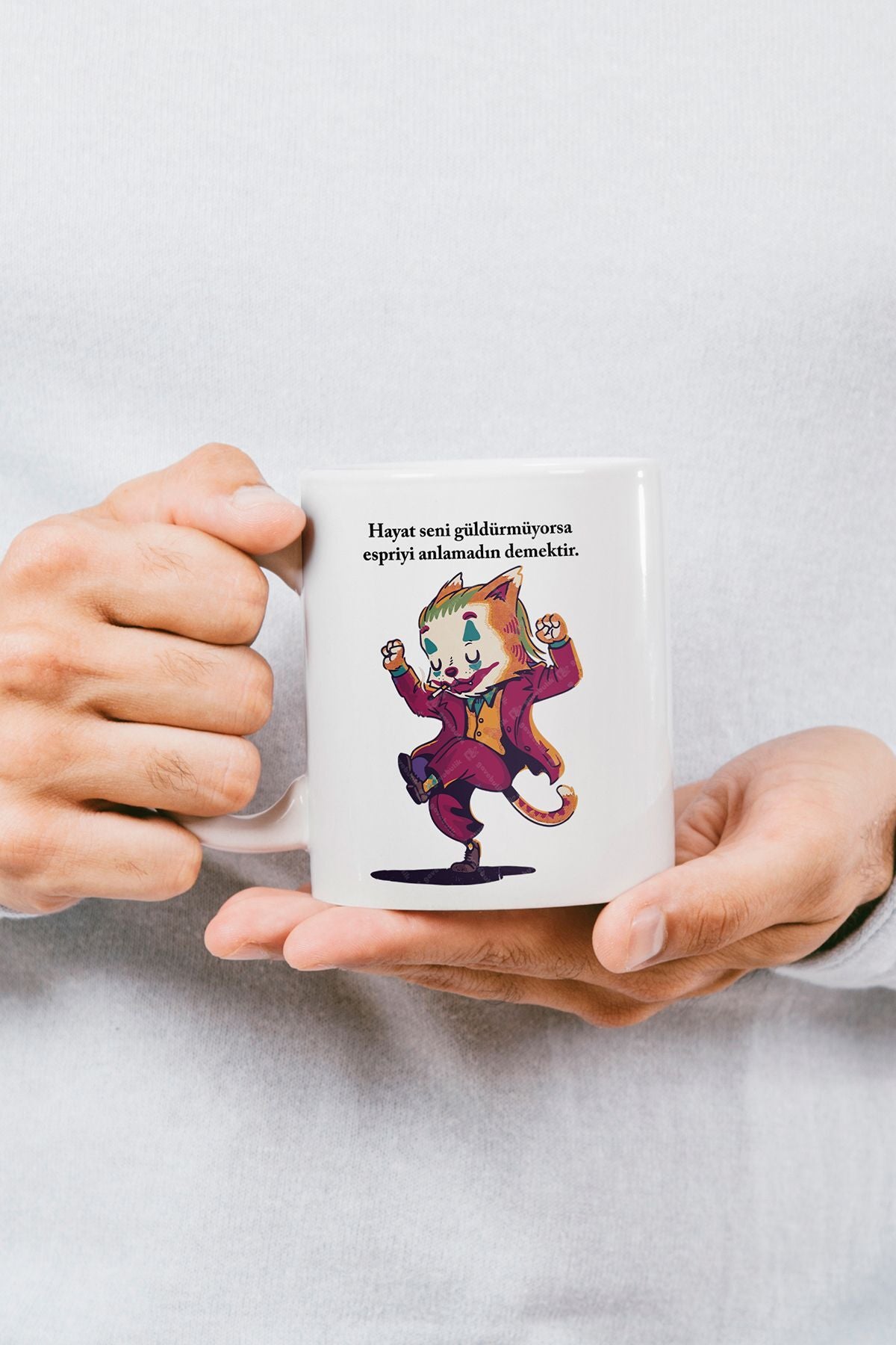 "joker Kedi" Baskılı Kupa Bardak - Sevgililer Günü Hediye