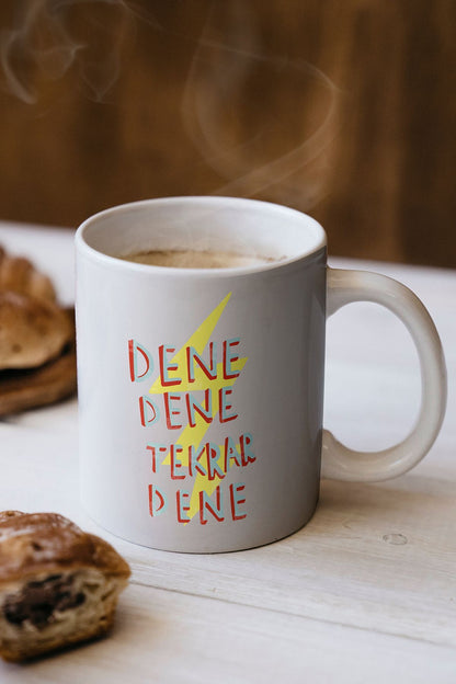 "dene Dene Tekrar Dene" Baskılı Kupa Bardak - Sevgililer Günü Hediye