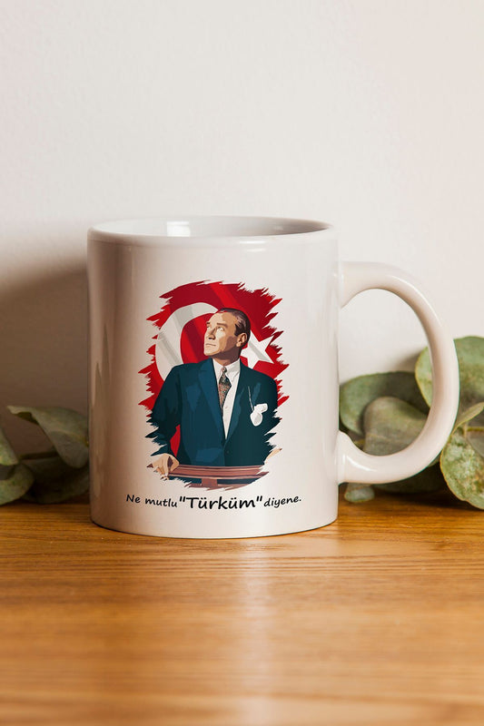 "Atatürk" Baskılı Hediyelik Kupa Bardak G