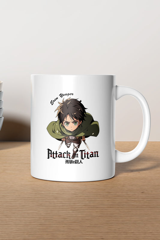 Attack On Titan ''Eren Yeager'' Baskılı Hediyelik Seramik Kupa Bardak Makinede Yıkanabilir