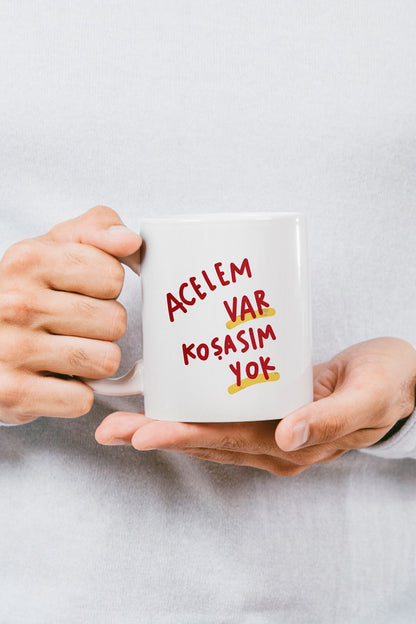 "acelem Var Koşasım Yok" Baskılı Kupa Bardak - Sevgililer Günü Hediye