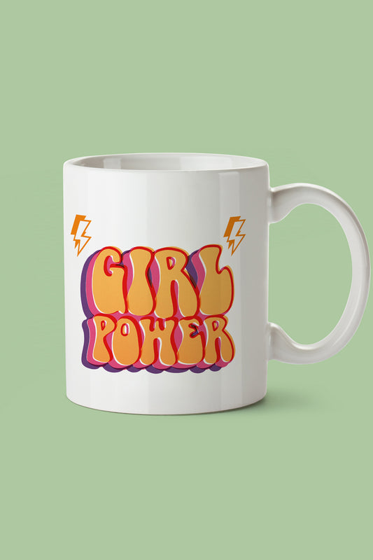 Kadınlara Özel ''Girl Power'' Baskılı Hediyelik Seramik Kupa Bardak Makinede Yıkanabilir