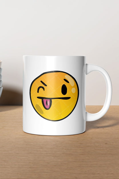 "Silly Face" Emoji Baskılı Hediyelik Kupa Bardak