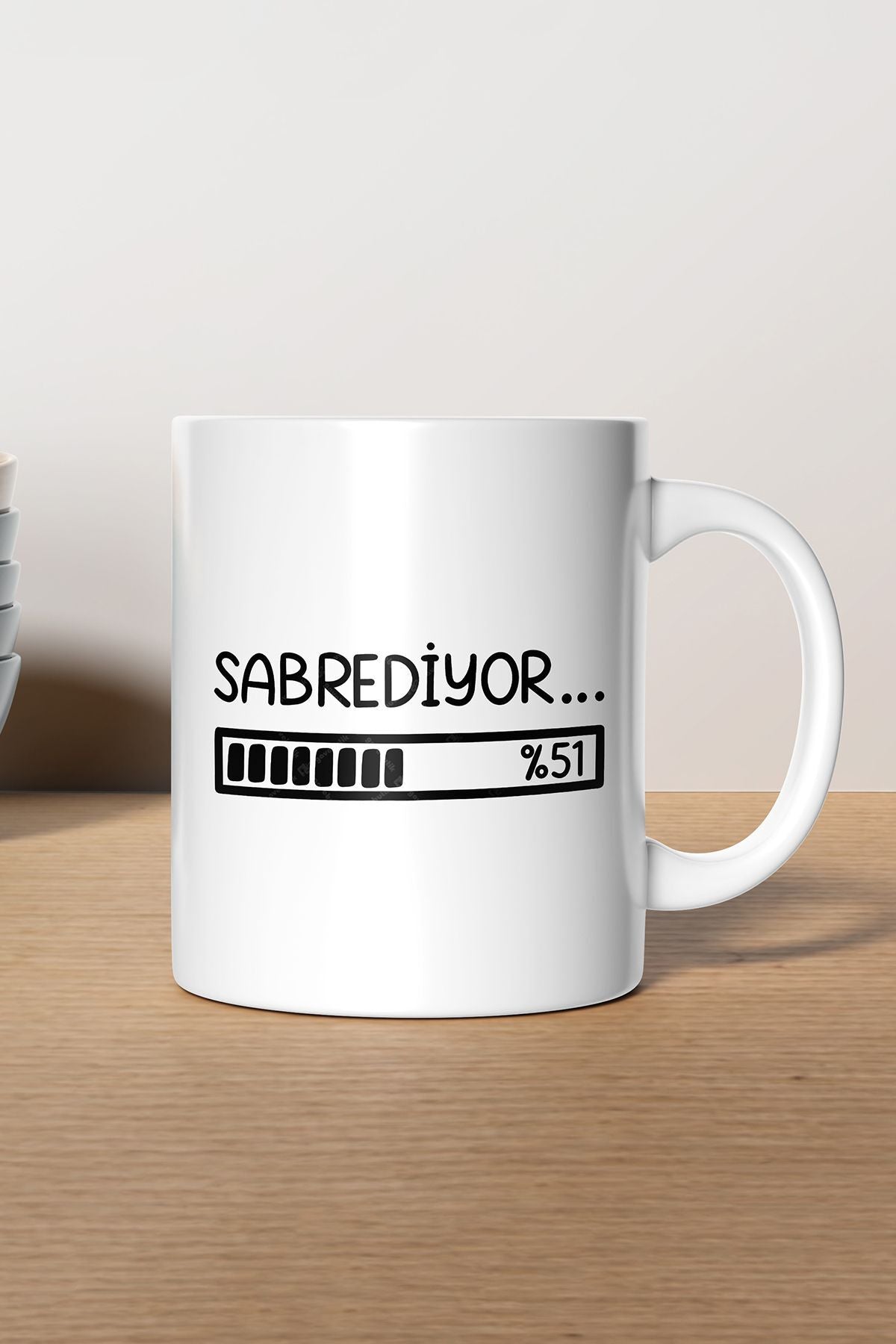 "sabrediyor…" Baskılı Kupa Bardak - Sevgililer Günü Hediye