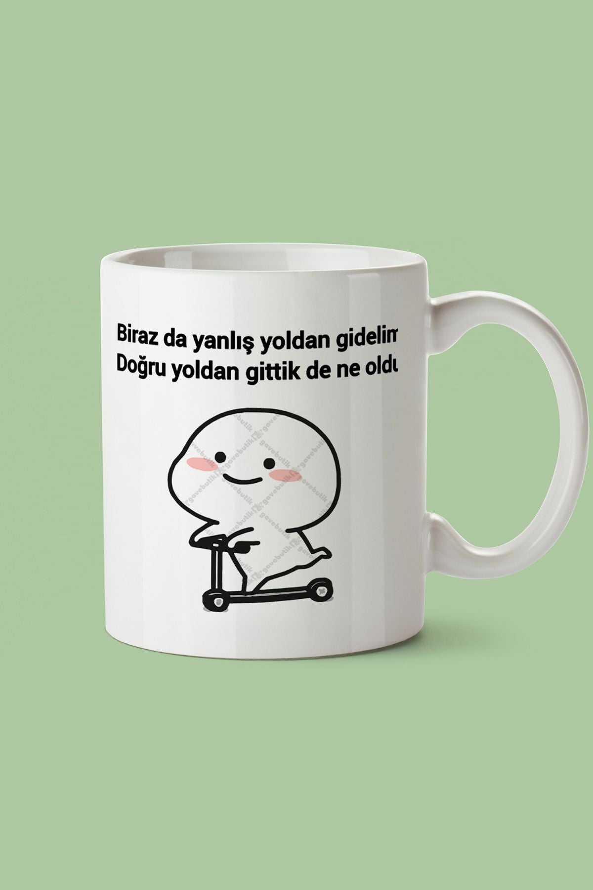 "Birazda Yanlış Yoldan Gidelim" Çizgi Karakter Baskılı Kupa Bardak